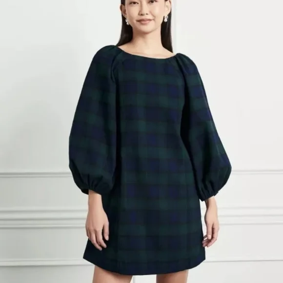 NWT Hill House The Araminta Stewart Dress Blackwatch Plaid Tartan Mini Dress XS - Picture 1 of 9